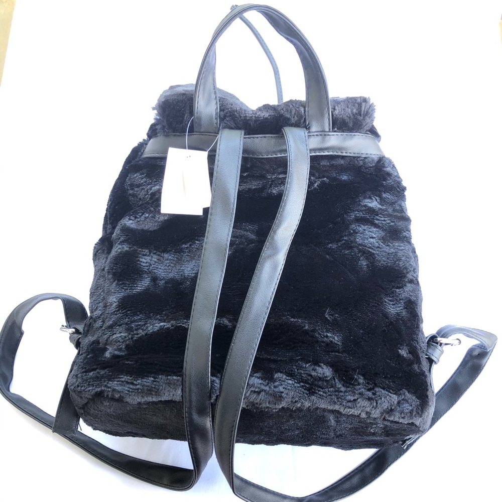 Faux Fur Backpack - Black - Picture 2 of 4